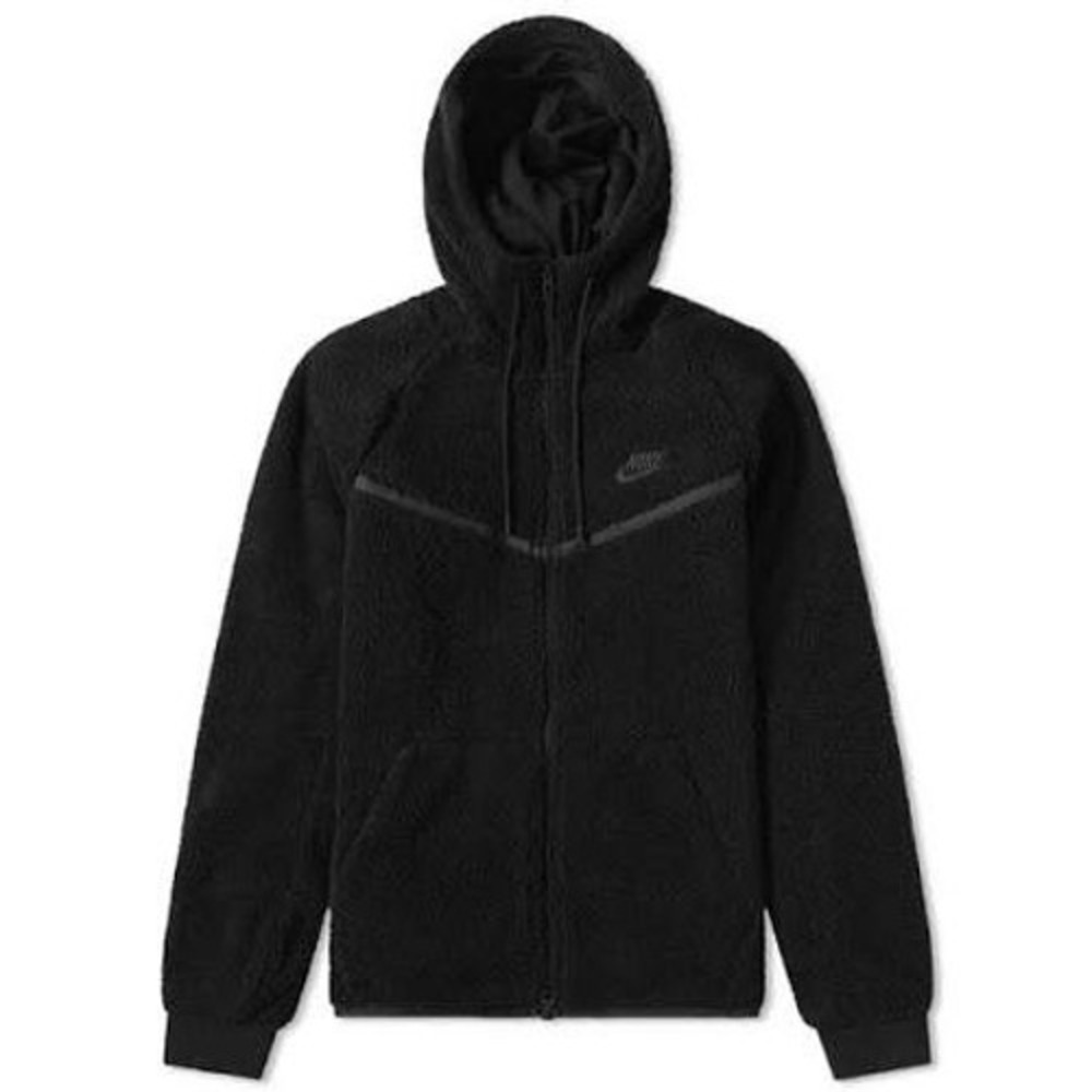 Nike Tech Jacket Mens Medium Fleece Sherpa Windrunner Hoodie Black Gorpcore Borg
